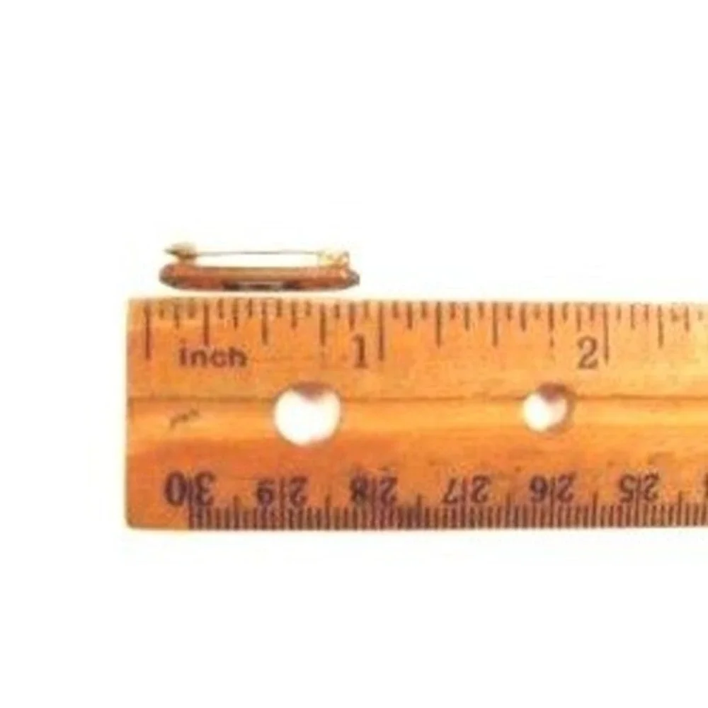 Vintage Art Deco Enamel‎ Bar Pin Gold Tone Blue Copper Geometric Brooch 1.125